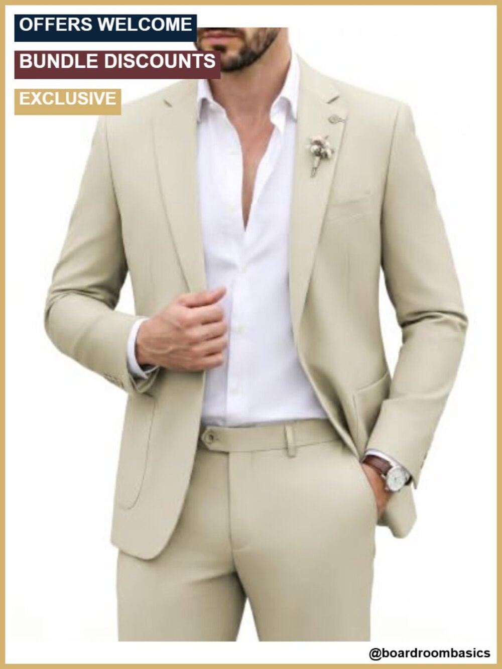 Men's 2 Piece Slim Fit One Button Suit Set Blazer Jacket Pants